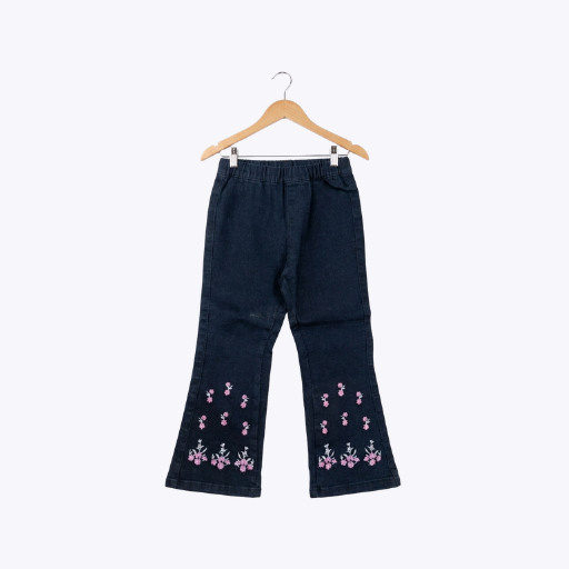 Girls Floral Embroidered Denim Pants