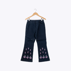 Girls Floral Embroidered Denim Pants