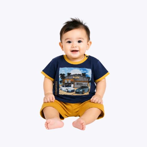 Baby Boys Printed T-Shirt & Shorts Set – Summer Outfit