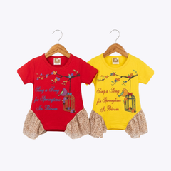 Girls "Sing a Song for Springtime in Bloom" T-Shirt with Tulle Skirt