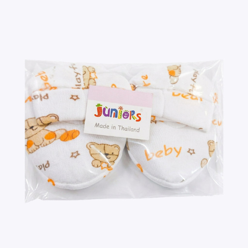 Cute Teddy Print Baby Fabric Shoes