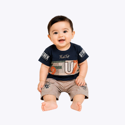 Baby Boys Printed T-Shirt & Shorts Set – Trendy Casual Outfit