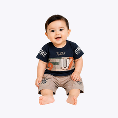 Baby Boys Printed T-Shirt & Shorts Set – Trendy Casual Outfit