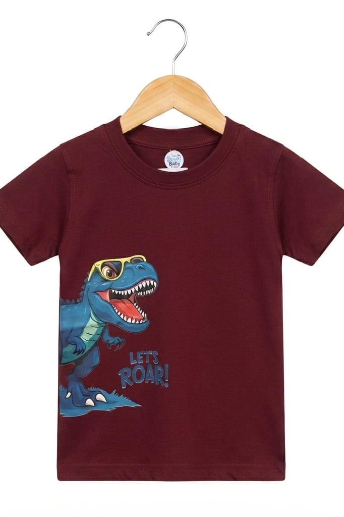 Boys Maroon dinosaur T-shirt