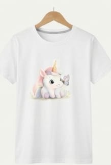 Girls white unicorn T-shirt