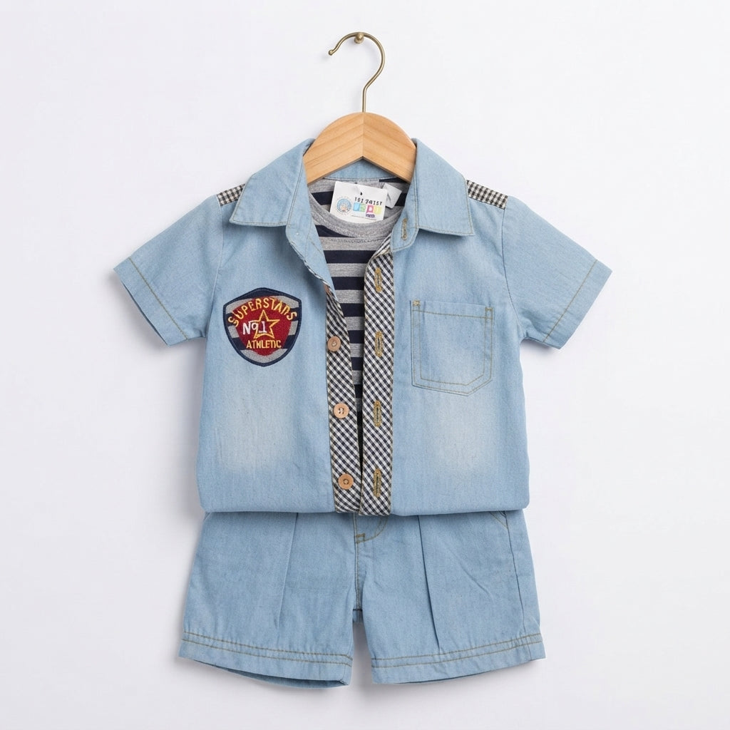 Baby boys light blue shirt and pant