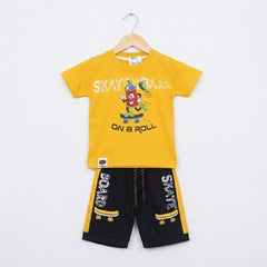 Baby boys yellow shirt and black pants