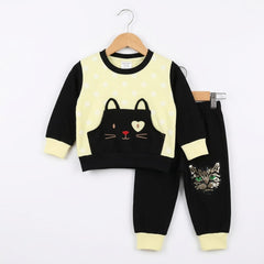 Baby Girls 2 Piece Cute Cat Print Dress